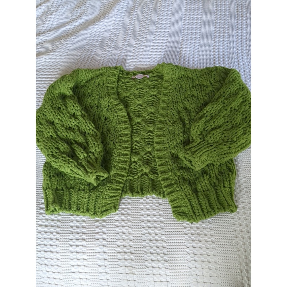 Lisa Says Gah Green Chunky Knit Cardigan - Picture 2 of 12